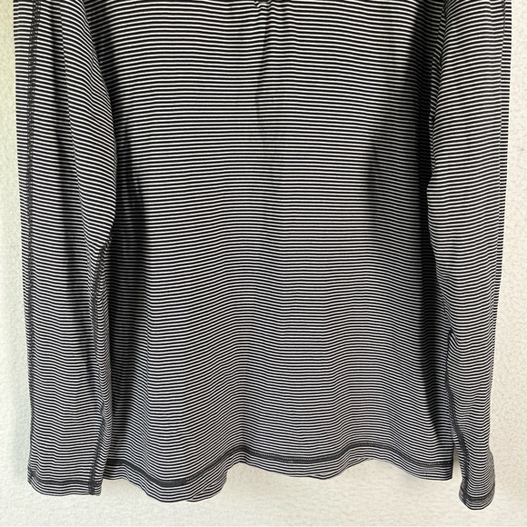 Lululemon Surge Warm Half Zip Mens Large Mini Pop Black White Stripe Tech Shirt - Picture 3 of 16